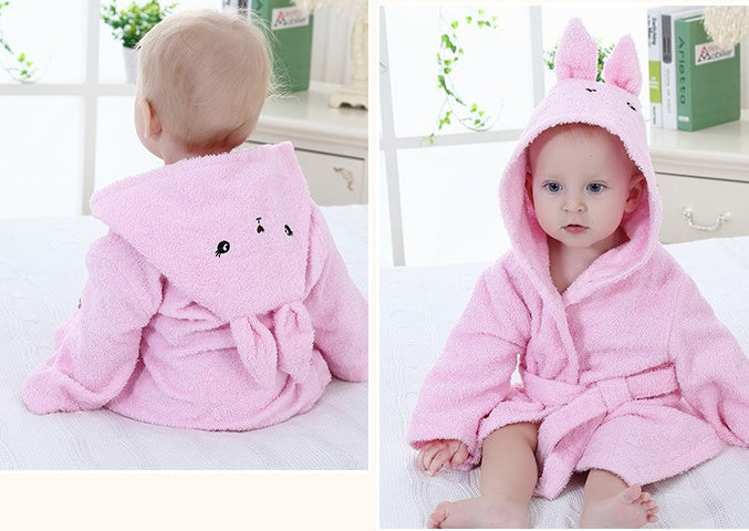 Cartoon Cute Animal Modeling Baby Bath Towels Baby Bathrobes Cotton Children's Bathrobes Baby Hooded - Kids kingdom Shop